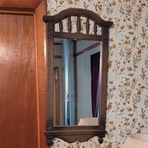 Vintage Plastic Wooden Look Wall Mirror